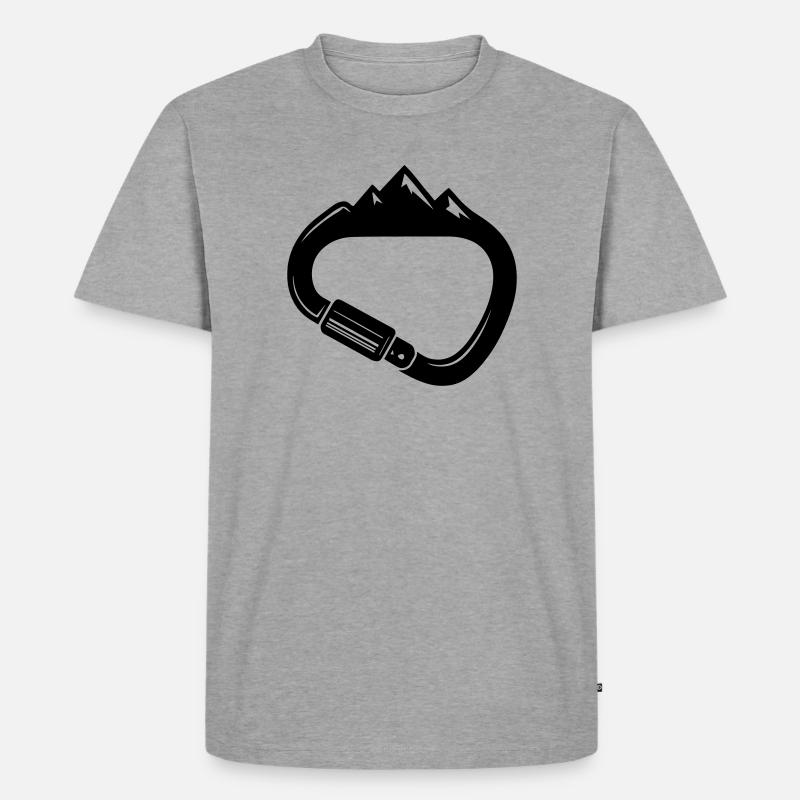 Karabiner und Berge – Einfach Klettern - Männer Premium Bio T-Shirt - Grau meliert