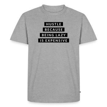 Travailler parce que la paresse - Motivation Black - T-shirt Premium bio Homme - gris chiné - Devant - Nico (187cm)