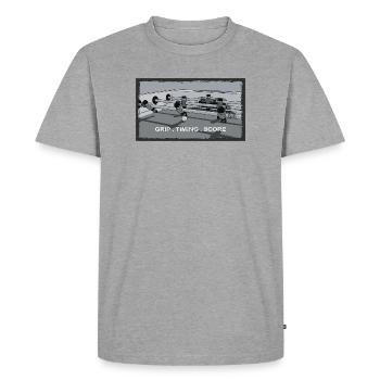 Baby-foot – Prise, Synchronisation, But - T-shirt Premium bio Homme - gris chiné - Devant - Nico (187cm)