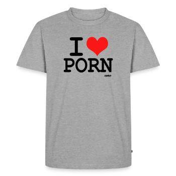 i love porn by wam - T-shirt Premium bio Homme - gris chiné - Devant - Nico (187cm)