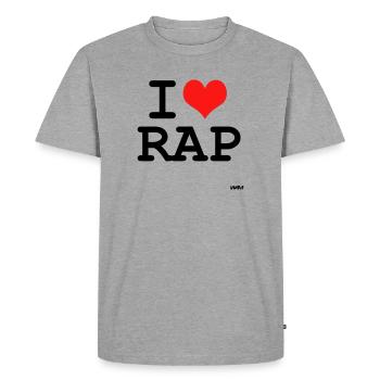 I love rap - couleurs personnalisables - T-shirt Premium bio Homme - gris chiné - Devant - Nico (187cm)
