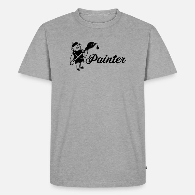 Maler mit Pinsel Text painter - Männer Premium Bio T-Shirt - Grau meliert