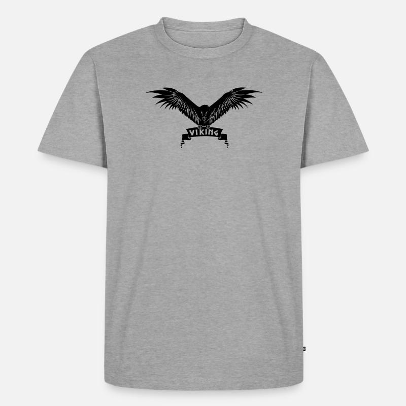 Wikingerkrähe - Männer Premium Bio T-Shirt - Grau meliert