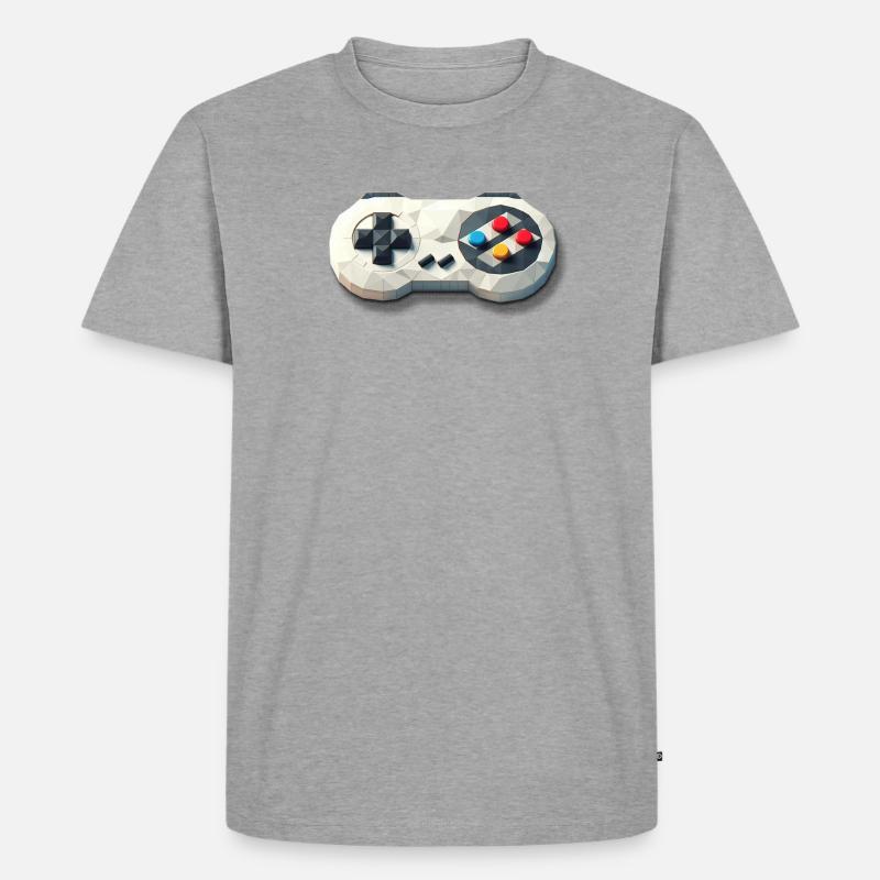 Retro Controller 16 Bit Gaming Nostalgie - Männer Premium Bio T-Shirt - Grau meliert