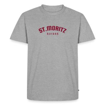 St. Moritz - Suisse - Switzerland - Swiss - T-shirt Premium bio Homme - gris chiné - Devant - Nico (187cm)