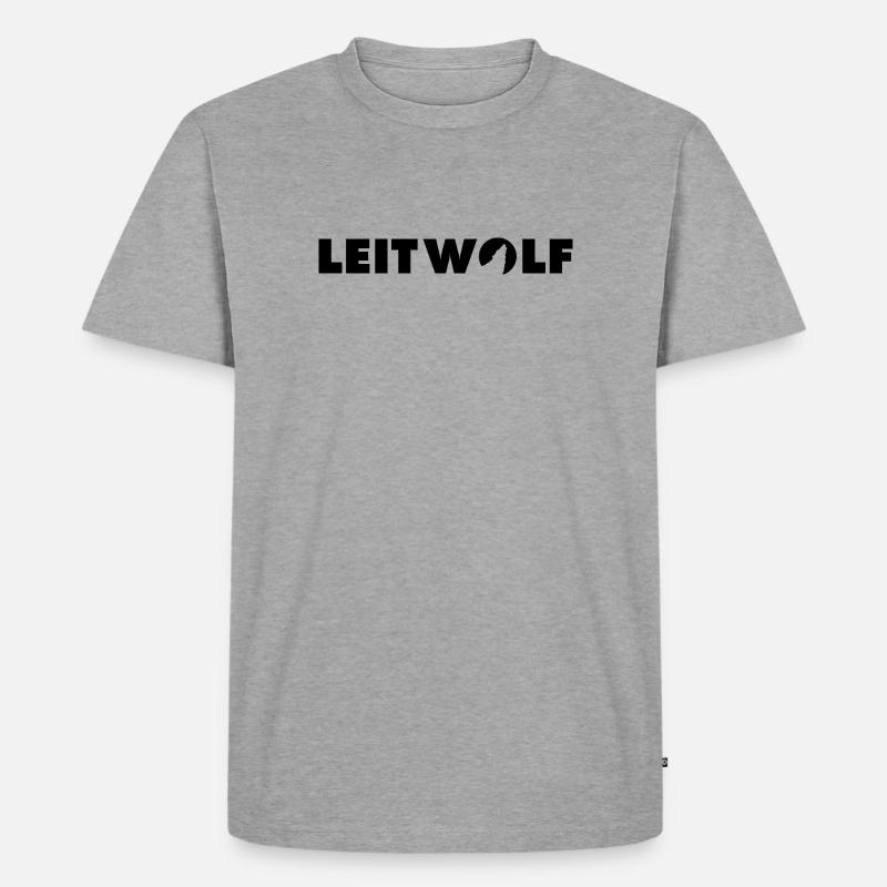 Leitwolf Schriftzug - Männer Premium Bio T-Shirt - Grau meliert