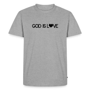 Dieu est amour - Cœur spirituel chrétien - T-shirt Premium bio Homme - gris chiné - Devant - Nico (187cm)