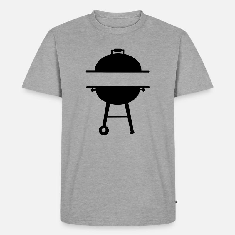 BBQ-Monogramm-Emblem - Männer Premium Bio T-Shirt - Grau meliert