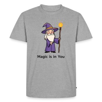 Magicien de dessin animé - La magie est en vous - T-shirt Premium bio Homme - gris chiné - Devant - Nico (187cm)