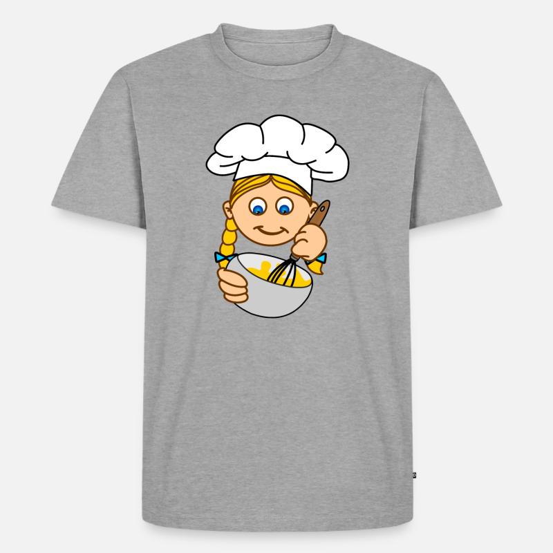 Blondes Mädchen backt v - Männer Premium Bio T-Shirt - Grau meliert