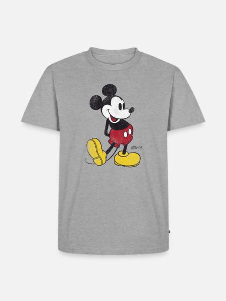 Mickey & Minnie Klassisches Mickey Motiv - Männer Premium Bio T-Shirt - Grau meliert