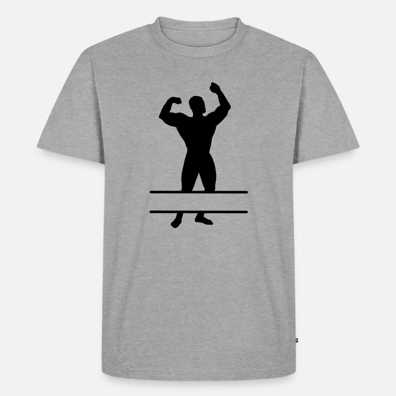 Bodybuilder mit Textraum - Männer Premium Bio T-Shirt - Grau meliert