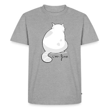 Vue arrière Silhouette de chat moelleux - T-shirt Premium bio Homme - gris chiné - Devant - Nico (187cm)