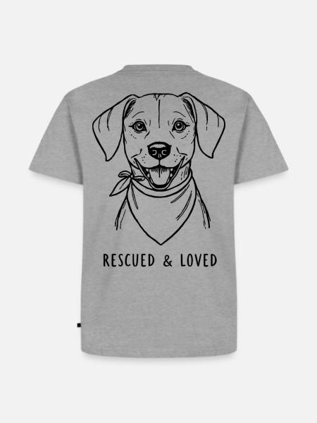 Rescued & Loved Dog - Männer Premium Bio T-Shirt - Grau meliert