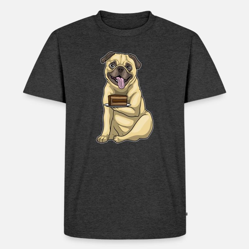 Mops Kuchen - Männer Premium Bio T-Shirt - Anthrazit meliert