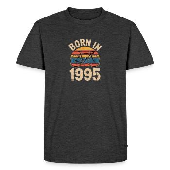 Born in 1995 Retro Bicycle Design - Men's Premium Organic T-Shirt - heather anthracite - Front - Nico (187cm)
