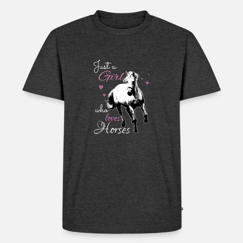 Pferde Mädchen - Männer Premium Bio T-Shirt - Anthrazit meliert