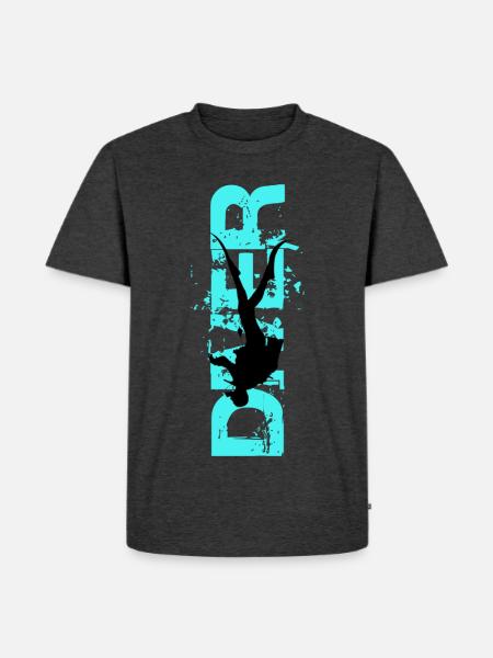 Scuba Diving Diver Silhouette Dive - Männer Premium Bio T-Shirt - Anthrazit meliert