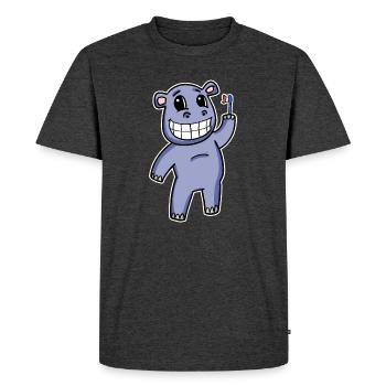 Hippo with toothbrush - Men's Premium Organic T-Shirt - heather anthracite - Front - Nico (187cm)