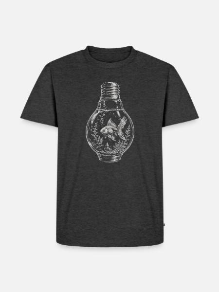 Glühbirnen-Goldfisch-Terrarium - Männer Premium Bio T-Shirt - Anthrazit meliert