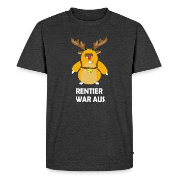 Rentier war aus / X mas / Weihnachten - Männer Premium Bio T-Shirt - Anthrazit meliert - Vorne - Nico (187cm)
