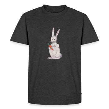 lapin mignon lapin avec carotte - T-shirt Premium bio Homme - anthracite chiné - Devant - Nico (187cm)