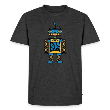 Un robot avec des engrenages - T-shirt Premium bio Homme - anthracite chiné - Devant - Nico (187cm)
