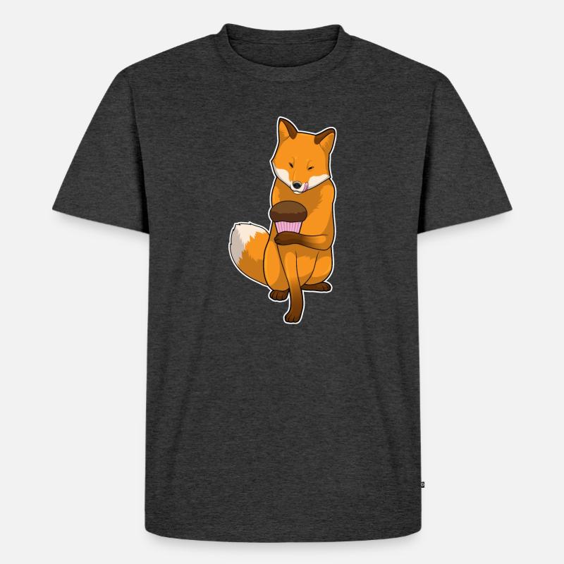 Fuchs Muffin - Männer Premium Bio T-Shirt - Anthrazit meliert