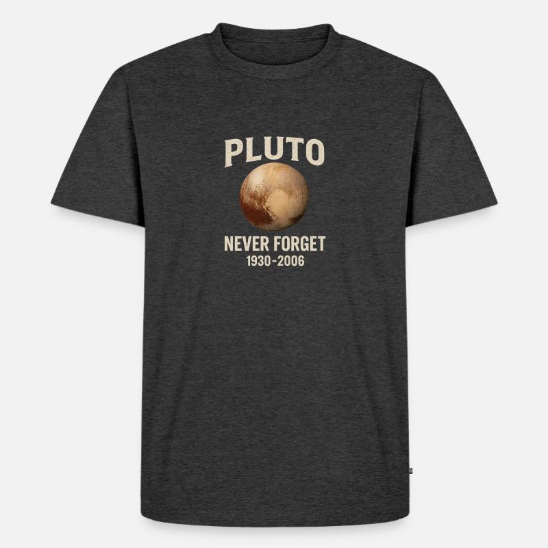 Pluto - Never Forget - Männer Premium Bio T-Shirt - Anthrazit meliert