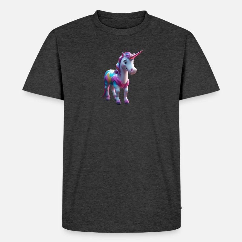 Einhorn - Männer Premium Bio T-Shirt - Anthrazit meliert