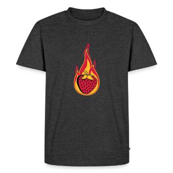 fire flame burn hot strawberry fruity l - Men's Premium Organic T-Shirt - heather anthracite - Front - Nico (187cm)