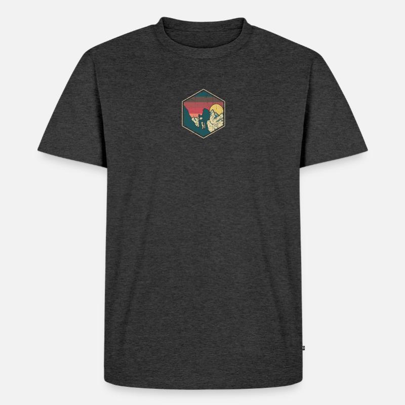 Sunset Summit Climber Hex-Abzeichen - Männer Premium Bio T-Shirt - Anthrazit meliert