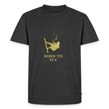 Born To Fly Kitesurfen – Kitesurfer Kite - Männer Premium Bio T-Shirt - Anthrazit meliert - Vorne - Nico (187cm)