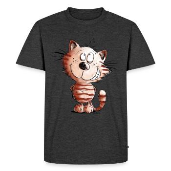Little Naughty Cat I Cat Motif Comic Gift - Men's Premium Organic T-Shirt - heather anthracite - Front - Nico (187cm)