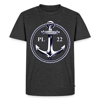 PL22 Ancre Marine - T-shirt Premium bio Homme - anthracite chiné - Devant - Nico (187cm)