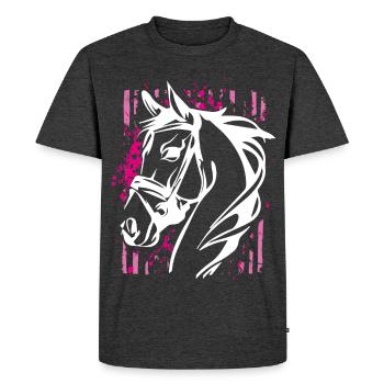 Cheval de style graffiti avec éclaboussure de couleur rose - T-shirt Premium bio Homme - anthracite chiné - Devant - Nico (187cm)