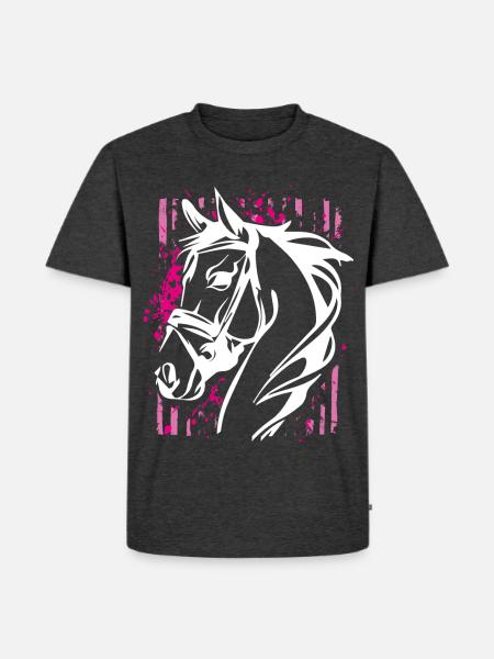 Graffiti-Stil Pferd mit Pinkem Farbsplash - Männer Premium Bio T-Shirt - Anthrazit meliert