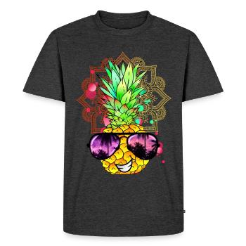 Mandala à l’ananas - T-shirt Premium bio Homme - anthracite chiné - Devant - Nico (187cm)
