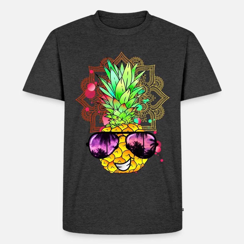 Ananas Mandala - Männer Premium Bio T-Shirt - Anthrazit meliert