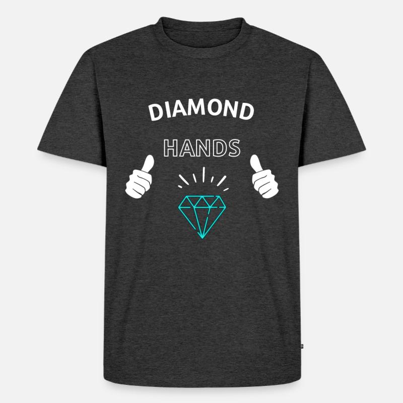 Diamond Hands Krypto - Männer Premium Bio T-Shirt - Anthrazit meliert