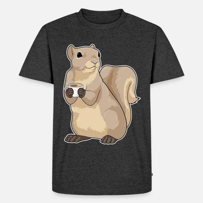 Eichhörnchen Kaffee Tasse - Männer Premium Bio T-Shirt - Anthrazit meliert