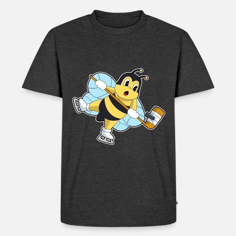 Biene Eishockey Eishockeyschläger - Männer Premium Bio T-Shirt - Anthrazit meliert