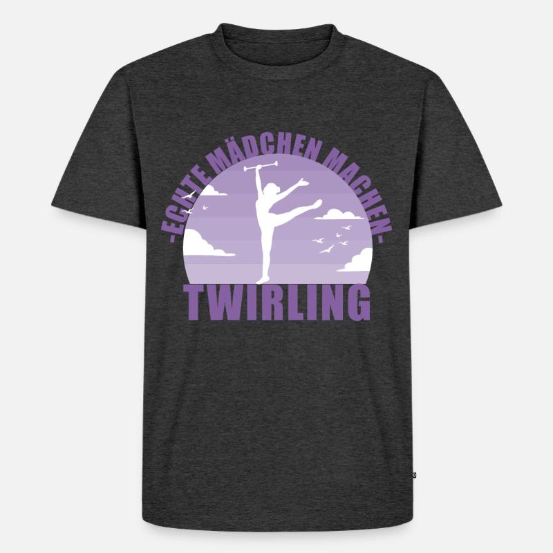 Echte Mädchen machen Twirling - Männer Premium Bio T-Shirt - Anthrazit meliert
