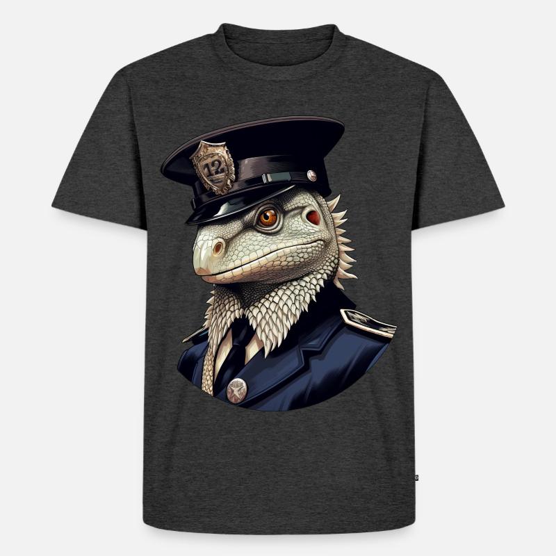 Polizei Eidechsen - Männer Premium Bio T-Shirt - Anthrazit meliert
