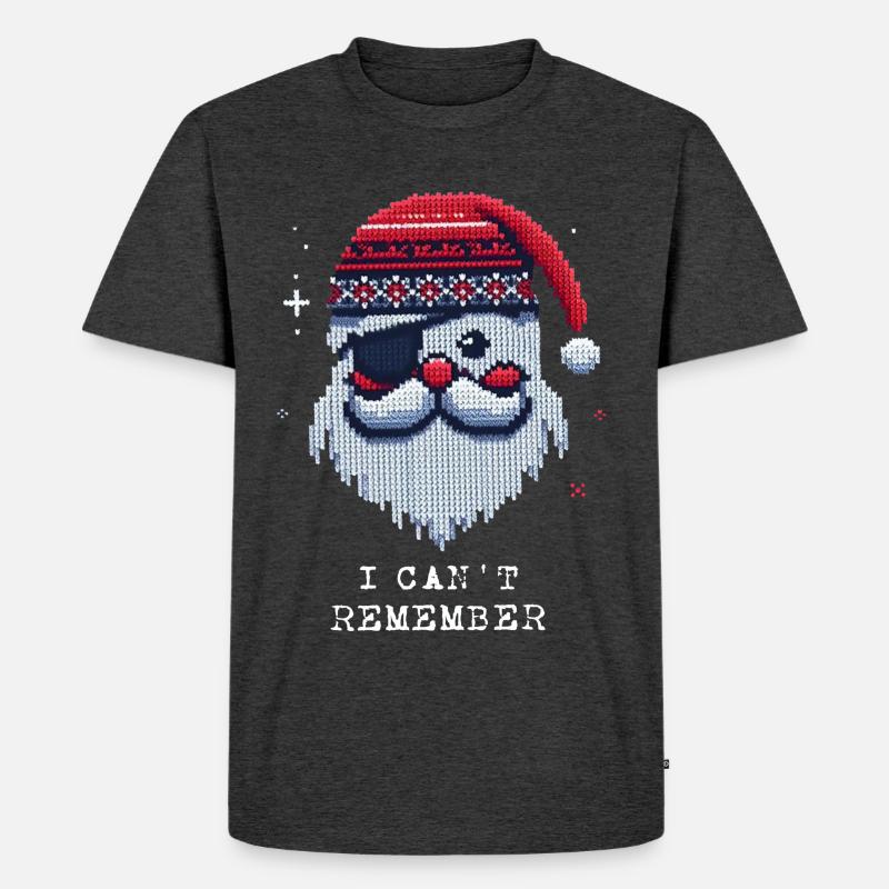 Weihnachtsmann mit Augenklappe Strickmuster - Männer Premium Bio T-Shirt - Anthrazit meliert