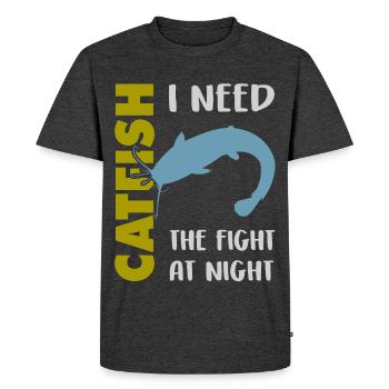 Combat de pêche au poisson-chat avec le poisson-chat fort - T-shirt Premium bio Homme - anthracite chiné - Devant - Nico (187cm)