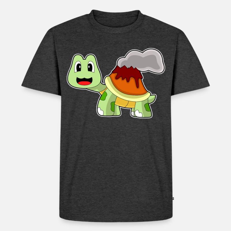 Schildkröte Vulkan - Männer Premium Bio T-Shirt - Anthrazit meliert