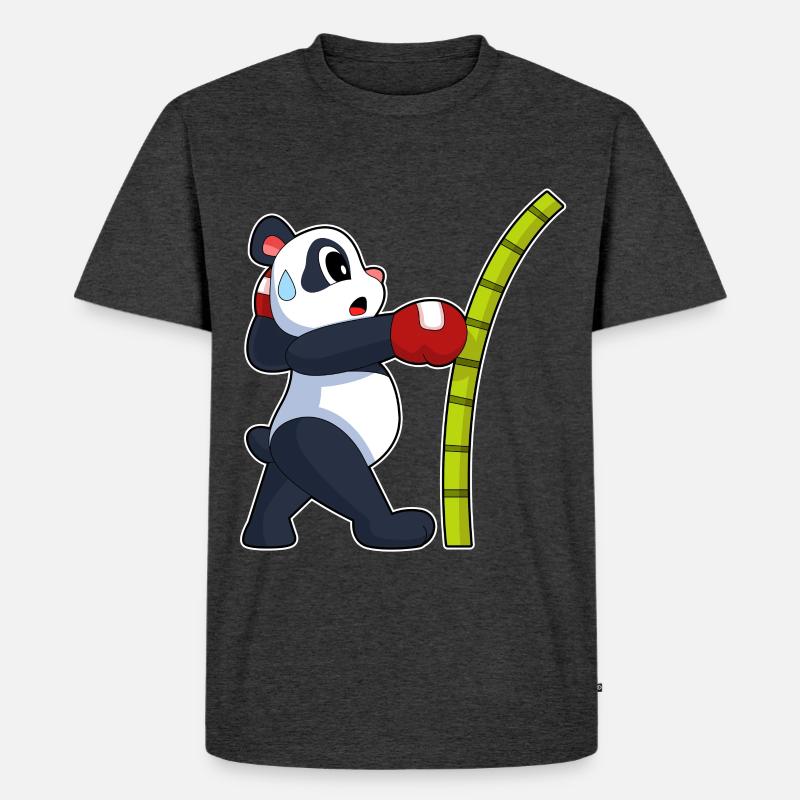 Panda Boxer Boxhandschuhe Boxen - Männer Premium Bio T-Shirt - Anthrazit meliert