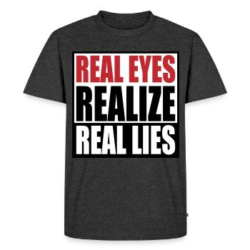 réaliser de vrais yeux reall mensonges | Couleurs modifiables - T-shirt Premium bio Homme - anthracite chiné - Devant - Nico (187cm)