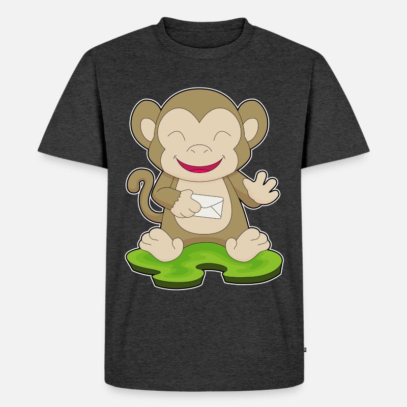 Affe Brief - Männer Premium Bio T-Shirt - Anthrazit meliert